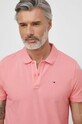 Odzież Tommy Jeans polo bawełniane DM0DM18312 różowy
