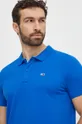 plava Pamučna polo majica Tommy Jeans Muški