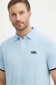 Karl Lagerfeld polo bawełniane niebieski 541233.745403