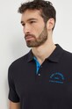 Bavlněné plážové polo tričko Karl Lagerfeld černá 240M2205