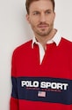 Βαμβακερή μπλούζα με μακριά μανίκια Polo Ralph Lauren κόκκινο 710938458
