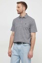 Тениска с яка лен Polo Ralph Lauren сив 710933390