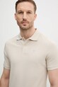 Памучна тениска с яка Barbour бежов MML0358