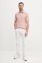 Памучна тениска с яка Barbour MML0358 розов SS25