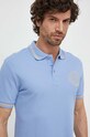 Versace Jeans Couture polo bawełniane niebieski 76GAGT03.CJ01T