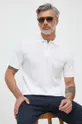 Βαμβακερό μπλουζάκι πόλο BOSS λευκό