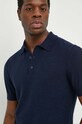United Colors of Benetton polo z domieszką lnu granatowy 105GU300Z