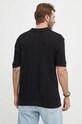 Odzież Sisley polo z domieszką lnu 104NS300G czarny