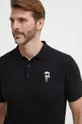crna Pamučna polo majica Karl Lagerfeld