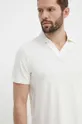 Polo tričko s prímesou ľanu Calvin Klein béžová