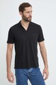 Πόλο με μείγμα με λινό Calvin Klein K10K112959 μαύρο SS24