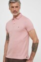 Tommy Hilfiger polo bawełniane MW0MW34755 różowy SS25