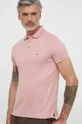 Βαμβακερό μπλουζάκι πόλο Tommy Hilfiger ροζ