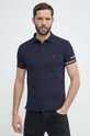 Тениска с яка Tommy Hilfiger MW0MW34780 тъмносин SS24