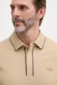 Lacoste polo męskie bawełniane z elastanem beżowy PH8184