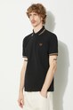 Fred Perry cotton polo shirt Twin Tipped Shirt black M12.U57