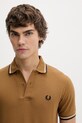 Fred Perry polo bawełniane Twin Tipped Shirt brązowy M12.V46