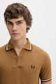 Fred Perry polo bawełniane Twin Tipped Shirt brązowy M12.V46