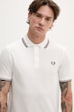 Fred Perry polo bawełniane Twin Tipped Shirt biały M3600.T60