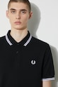 Fred Perry polo bawełniane Twin Tipped Shirt M3600.350 czarny