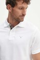 Βαμβακερό μπλουζάκι πόλο Barbour Tartan Pique Polo λευκό MML0012