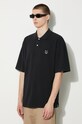 Maison Kitsuné cotton polo shirt Bold Fox Head Patch Oversize Polo black MM00202KJ7010