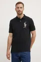 μαύρο Βαμβακερό μπλουζάκι πόλο Polo Ralph Lauren