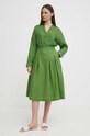 United Colors of Benetton gonna di lino midi verde 4AGHD0039