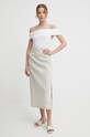Sisley spódnica lniana 4U6WL0023 beżowy SS24