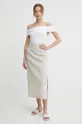 Ľanová sukňa Sisley béžová