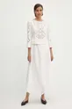 Βαμβακερή φούστα Sisley λευκό