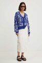 Never Fully Dressed spódnica z domieszką lnu Jaspre Skirt NFDSK506 biały SS24