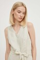 Лляний комбінезон United Colors of Benetton бежевий 4AGHDT009