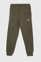Dětské bavlněné tepláky Calvin Klein Jeans pletenina zelená IU0IU00285.128.176.PPYH