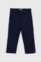 mornarsko modra Otroške lanene hlače United Colors of Benetton Fantovski