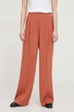Kalhoty s příměsí vlny Calvin Klein high hnědá K20K206335