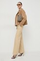 Twinset spodnie z domieszką lnu 241TP2562 beżowy SS24