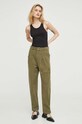 BA&SH pantaloni de bumbac 1E24MARO verde SS24