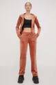 Juicy Couture spodnie dresowe welurowe brązowy