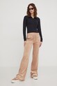 Juicy Couture spodnie dresowe welurowe JCSEBJ001G.506 beżowy SS25