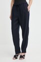 Odzież Tommy Hilfiger spodnie lniane WW0WW41347 granatowy