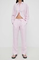 Samsoe Samsoe spodnie lniane HOYS F23900002 różowy AW25