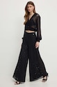 Twinset pantaloni de bumbac 241AT2076 negru SS24