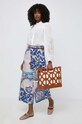 Bavlněné kalhoty Weekend Max Mara 2415131112600 modrá SS24