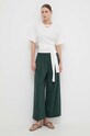 Weekend Max Mara pantaloni de bumbac 2415131142600 verde SS24