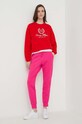 United Colors of Benetton spodnie dresowe bawełniane 3J68DF010 różowy SS24