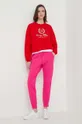 Βαμβακερό παντελόνι United Colors of Benetton ροζ