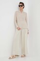 Льняні штани United Colors of Benetton 4AGHDF016 бежевий SS24
