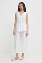 Λινό παντελόνι United Colors of Benetton 4AGH55AF4 λευκό SS24