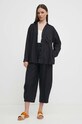 Λινό παντελόνι United Colors of Benetton 4AGH55AF4 μαύρο SS24